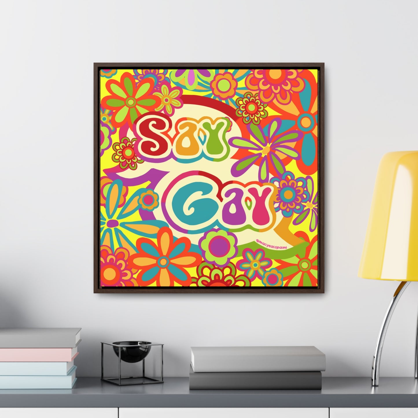 Say Gay Square Framed Canvas Print