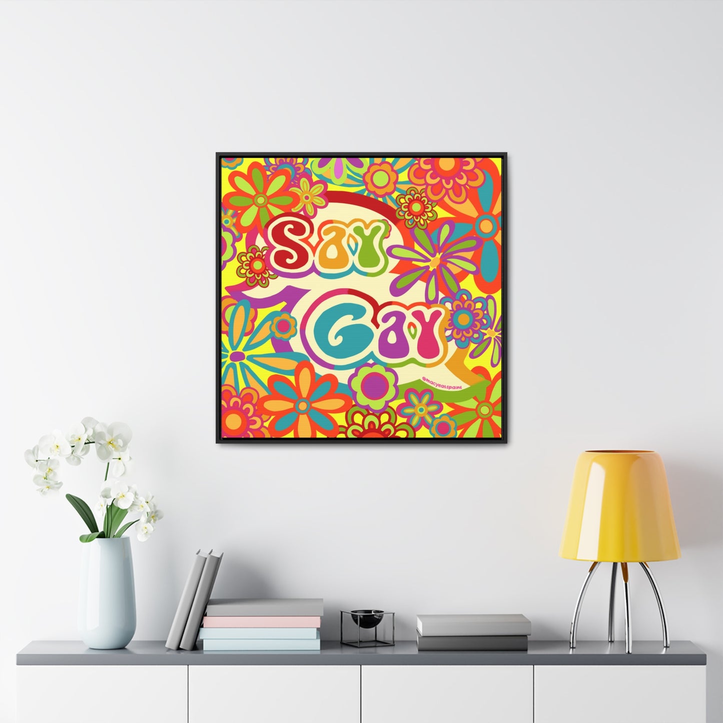 Say Gay Square Framed Canvas Print